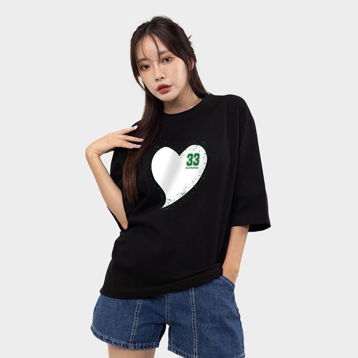 엘런아시(ELLENASSY) EA하트 7부 티셔츠