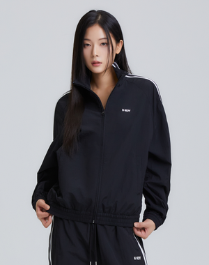 더블 라인 윈드브레이커 (블랙/블루/라이트그레이)