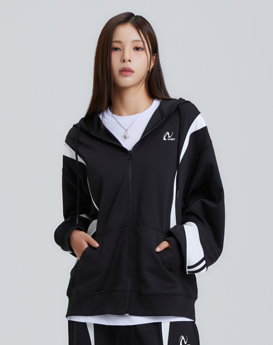 MUSINSA | NDY (nerdy) Curved Line Hoodie Track Top (Black/Blue