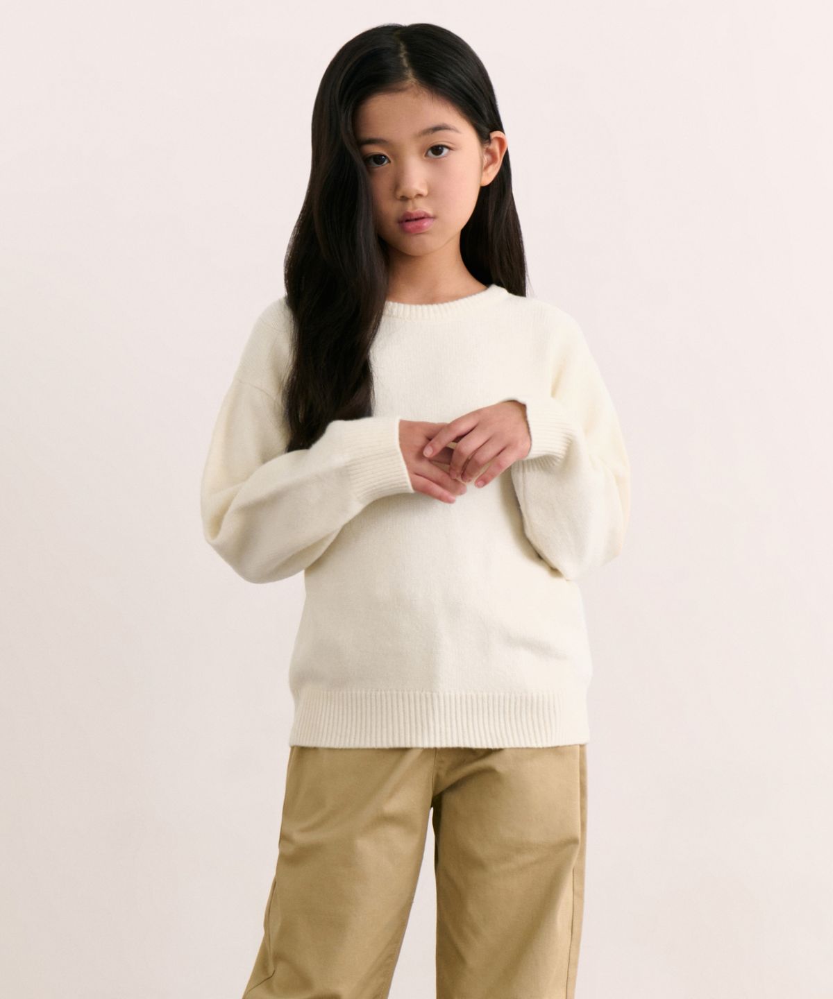 무신사 스탠다드 키즈(MUSINSA STANDARD KIDS) 에센셜 크루 넥 니트 [크림]