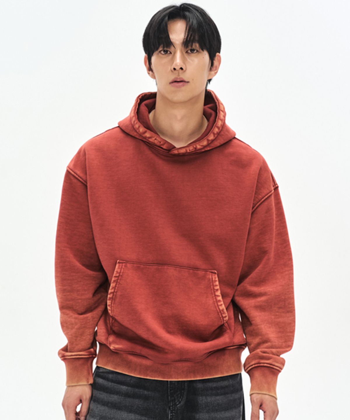 소버먼트(SOVERMENT) 890G 컷 블리치 후드-에시드 와인-