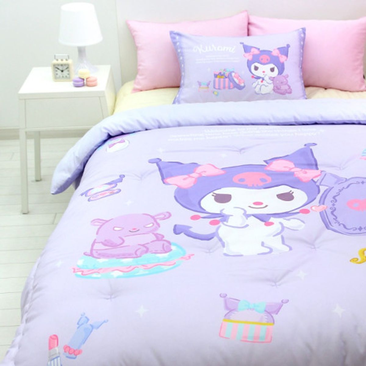 나라홈데코(NARAHOMEDECO) 산리오 쿠로미 차렵이불 베개커버 침구세트 코스메틱