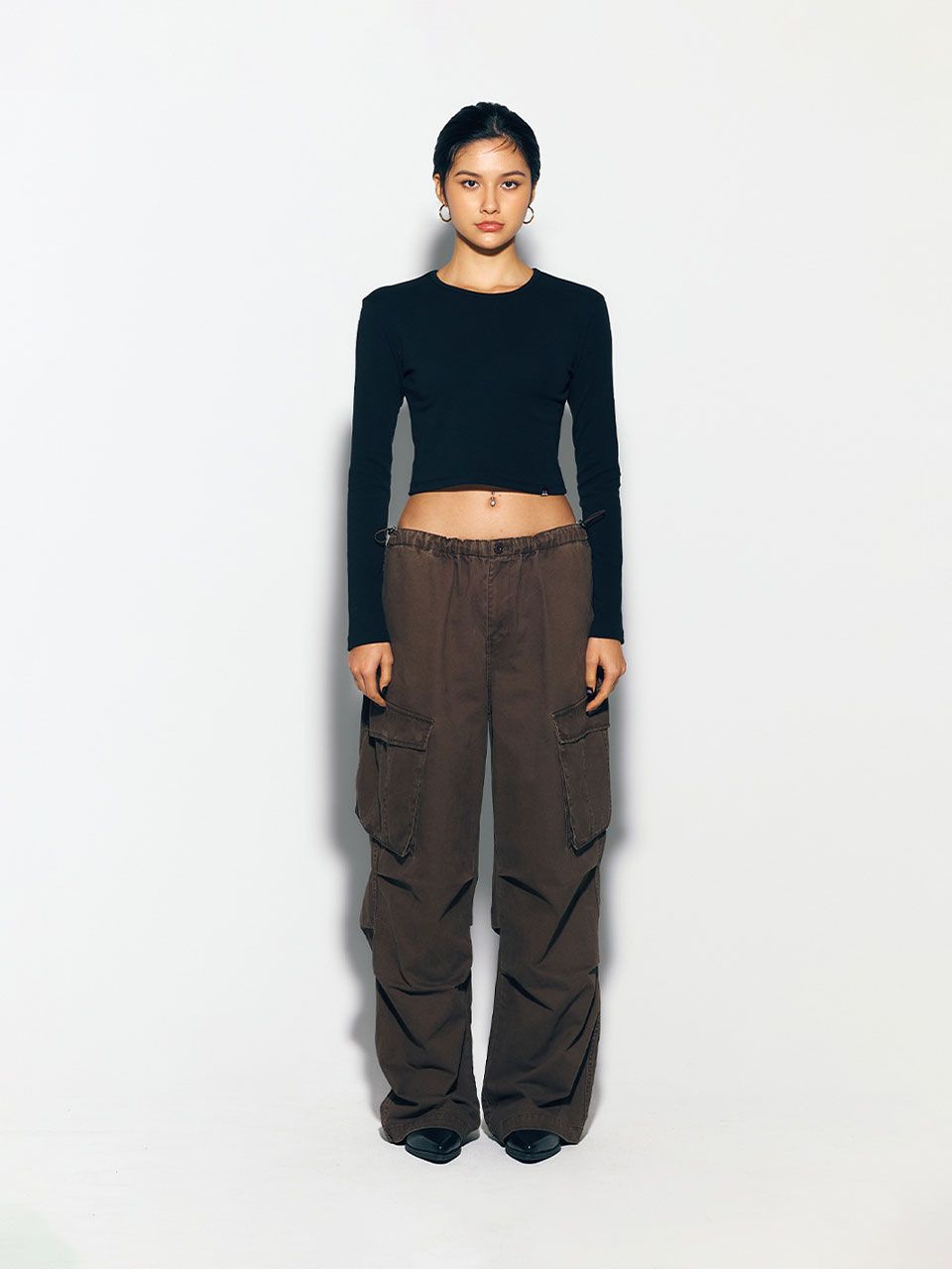 ◆as if calie◆ GURLS CROP LONG SLEEVE TSHIRT BLACK CA24CLT0 MUSINSA | ASIF CALIE GURLS BASIC CROP LONG SLEEVE T-SHIRT BLACK
