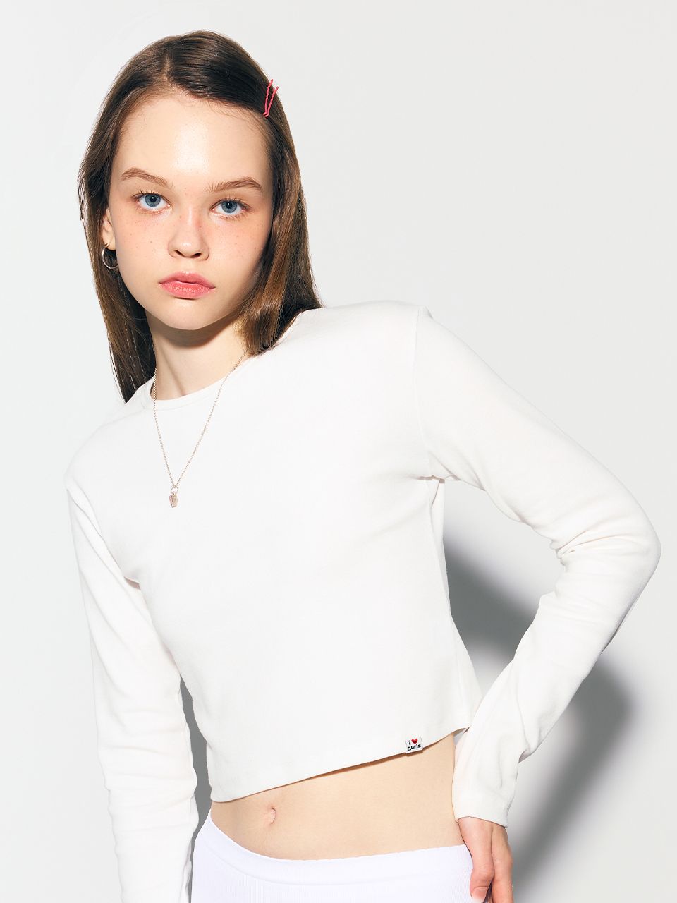 ★関税込★as if calie★GURLS BASIC CROP LONG SLEEVE T-SHIRT MUSINSA | ASIF CALIE GURLS BASIC CROP LONG SLEEVE T-SHIRT WHITE