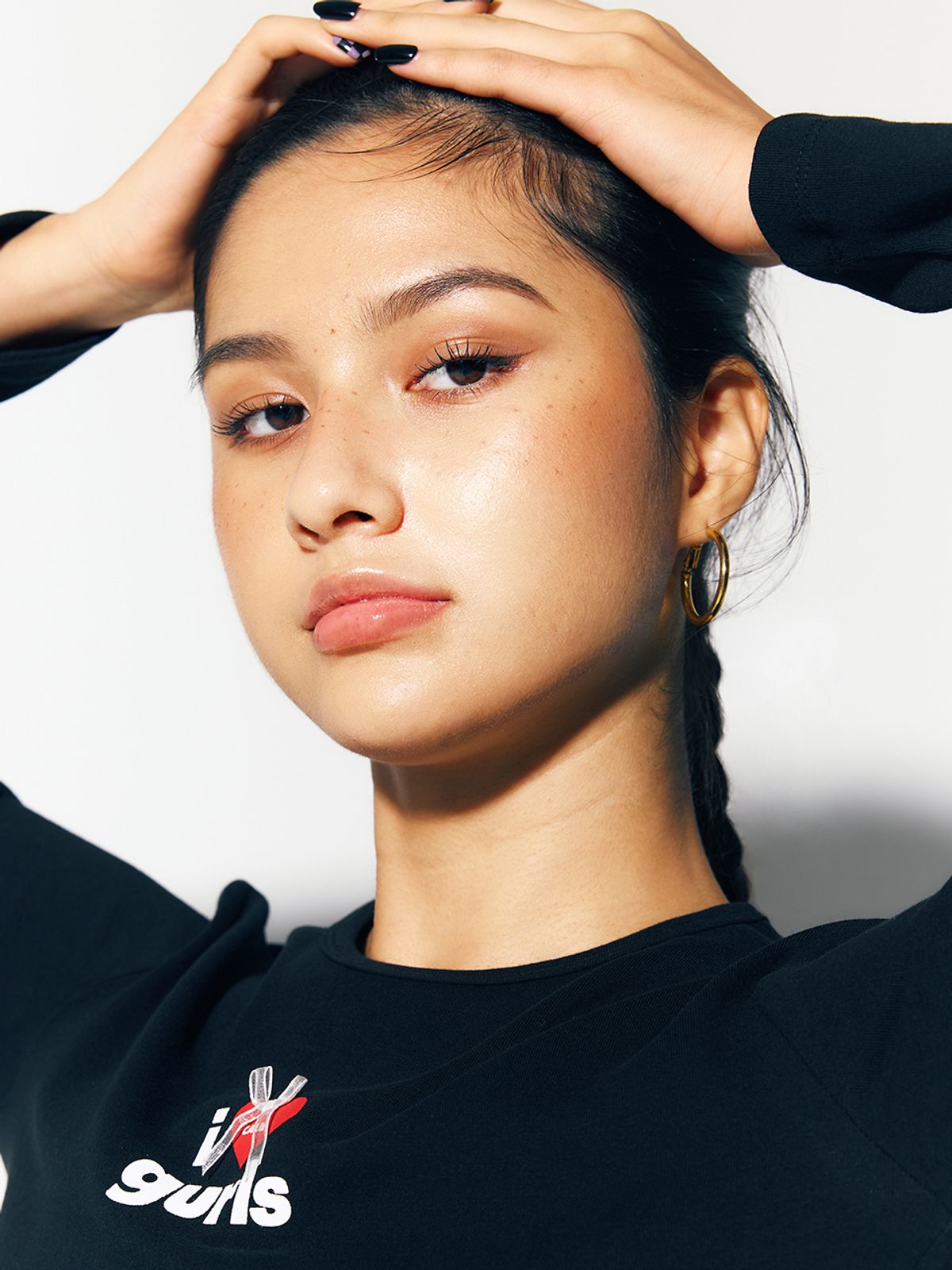 에즈이프 캘리(ASIF CALIE) GURLS CROP LONG SLEEVE T-SHIRT BLACK