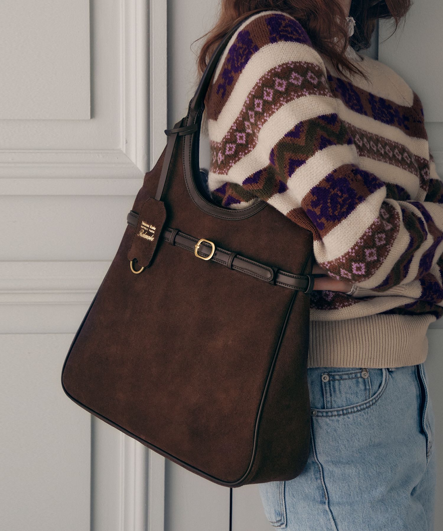 ROLAROLA★大人気★SUEDE HOBO BAG♪ rolarola - Buckle Suede Hobo Bag (Camel) | YesStyle