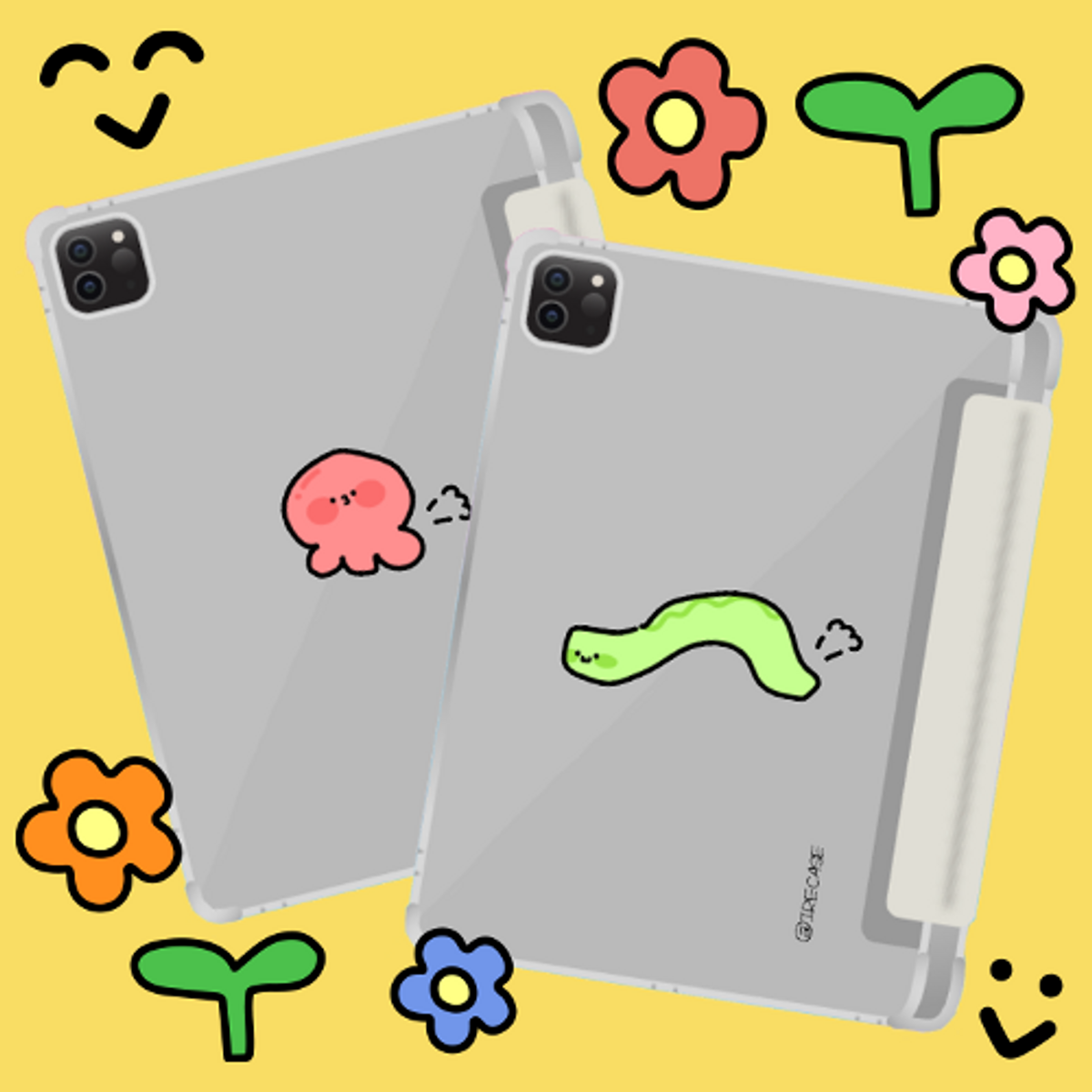 이레케이스앤굿즈(IRECASEGOODS) 낙서를해요 갤럭시탭 아이패드 애플펜슬 수납가능 풀커버 파스텔