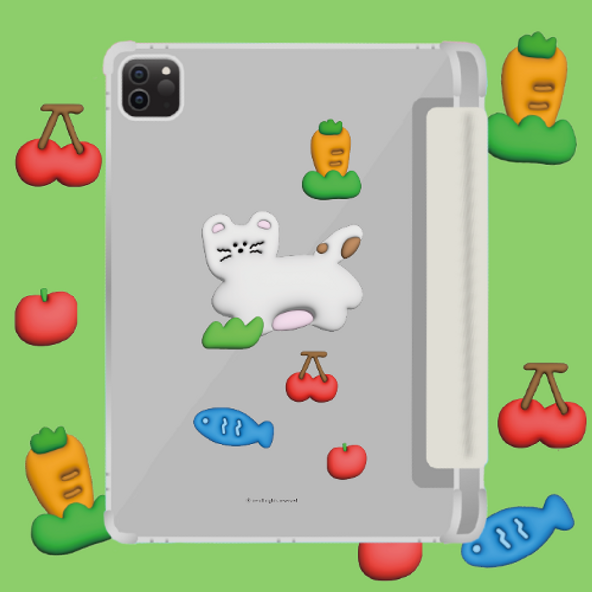 이레케이스앤굿즈(IRECASEGOODS) 폭신냥이 갤럭시탭 아이패드 애플펜슬 수납가능 풀커버 파스텔