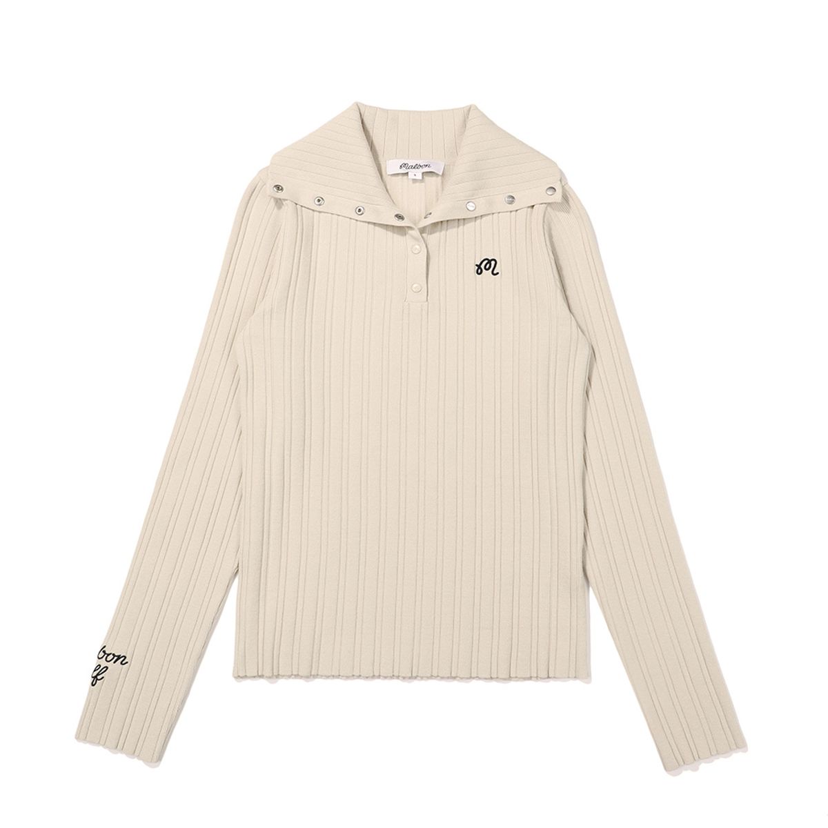 말본 골프(MALBON GOLF) 와이드 카라 니트탑 LIGHT BEIGE (WOMAN)