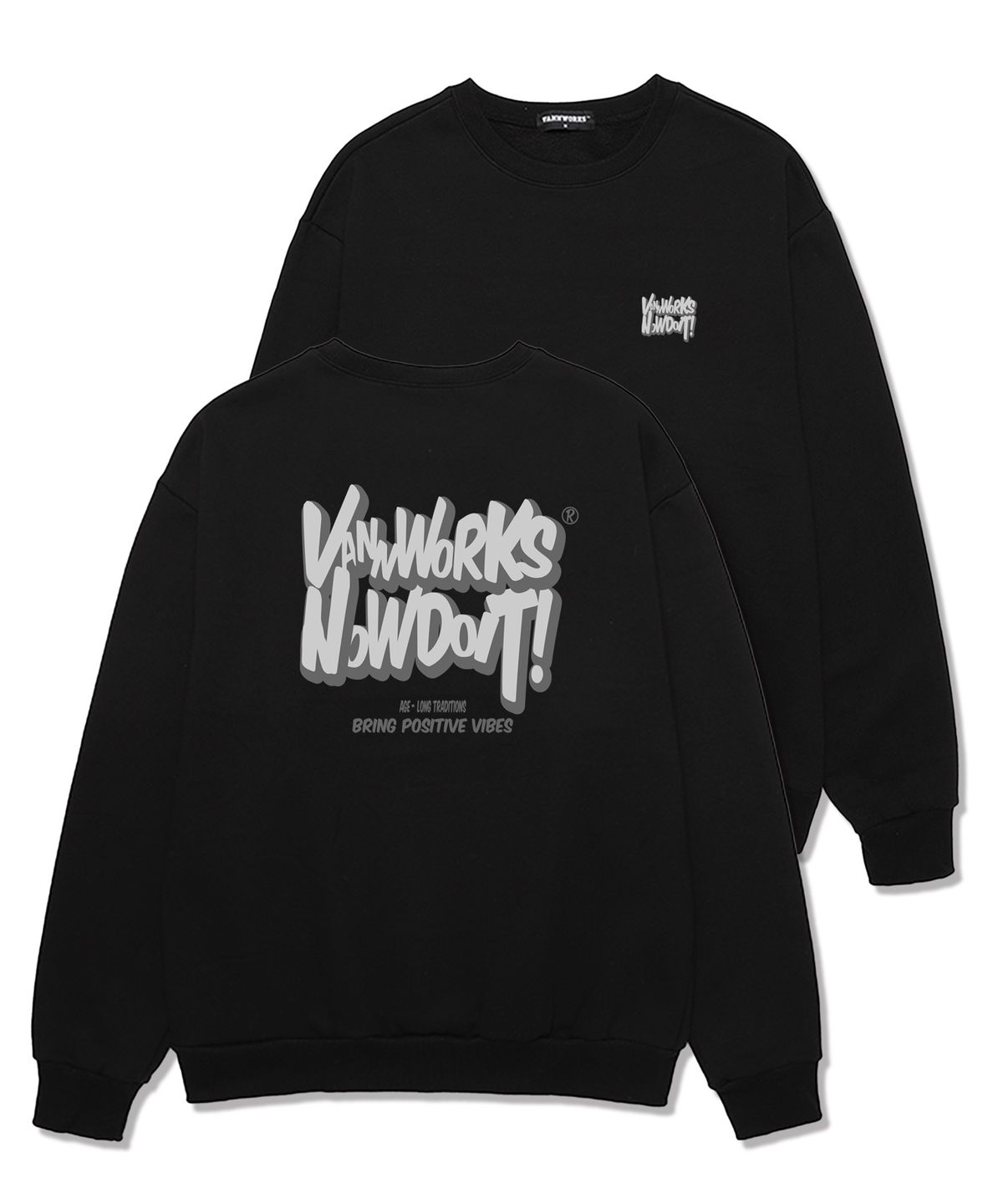 밴웍스(VANNWORKS) BRING NOW 오버핏 맨투맨 (VLS0087) 블랙