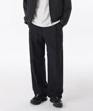 나일론 원 턱 와이드 스트링 팬츠 [블랙]