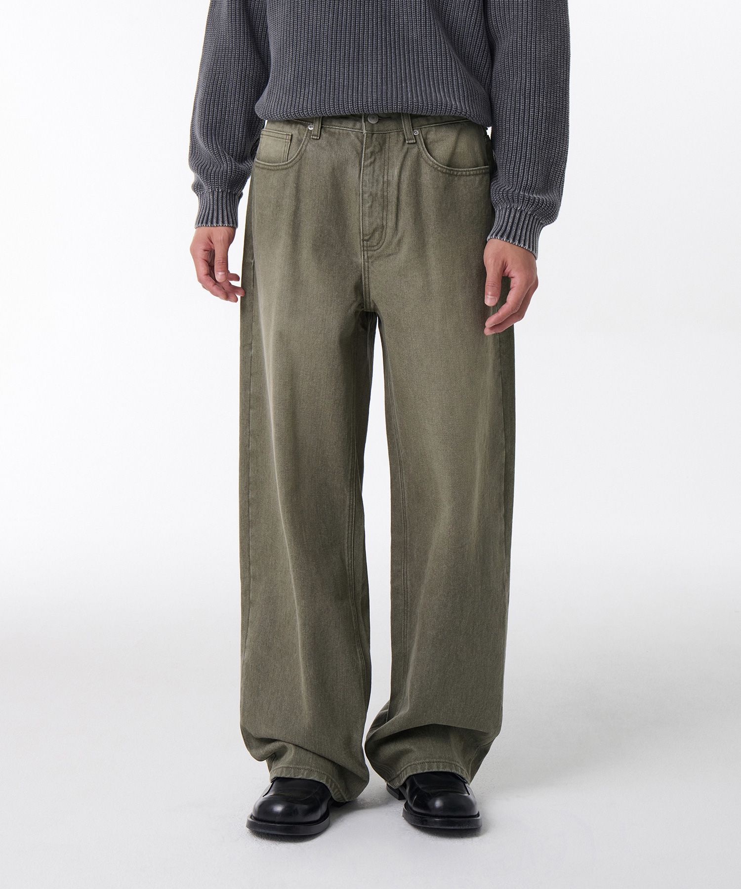 MUSINSA | MUSINSA STANDARD Pigment Wide Denim Pants [Khaki]