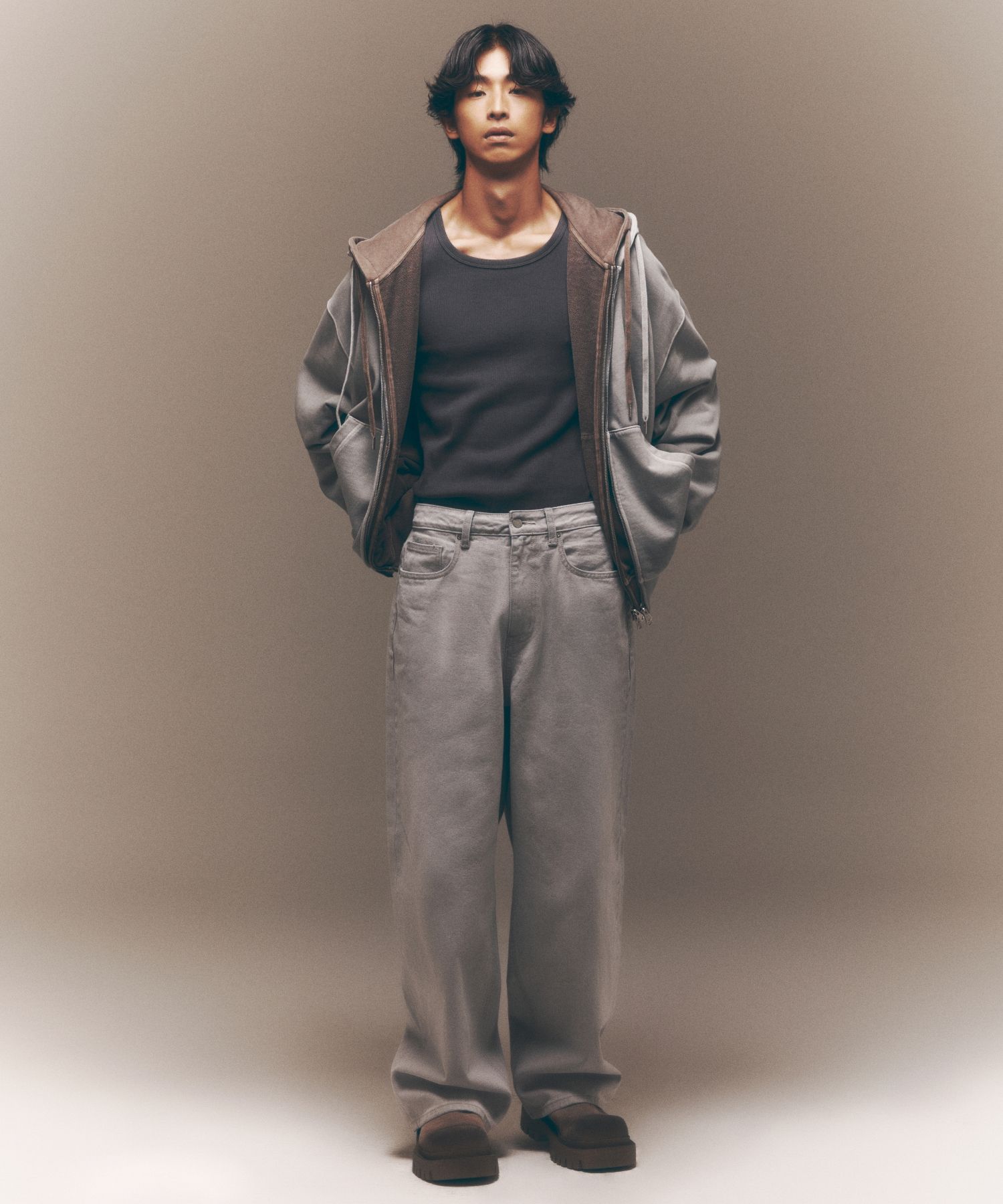 ★MUSINSA STANDARD★ Painted Wide Denim Pants Gray MMDNP505- MUSINSA | MUSINSA STANDARD WOMAN Women's Wide Denim Pants