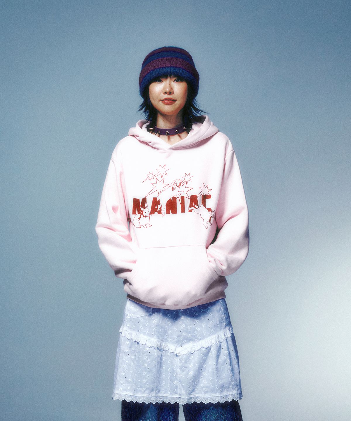 나이스고스트클럽(NICEGHOSTCLUB) MANIAC RABBITS HOODIE_PINK(NG2EFUM410A)