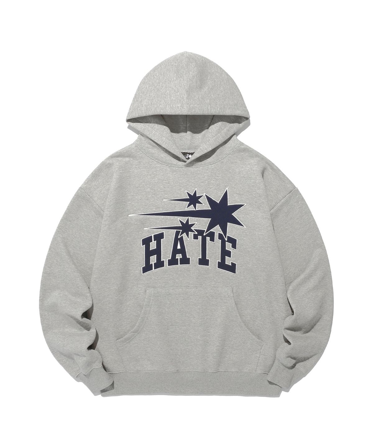 나이스고스트클럽(NICEGHOSTCLUB) 3STARS HATE APPLIQUE HOODIE_GREY(NG2EFUM417A)