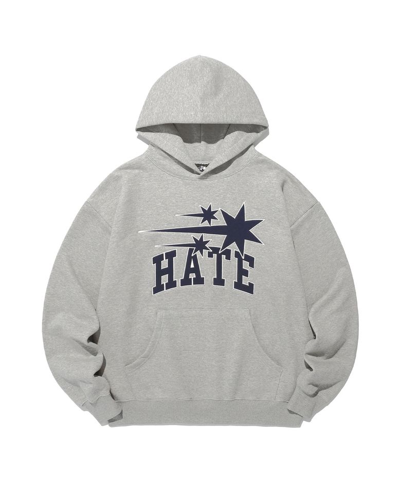 3STARS HATE APPLIQUE HOODIE_GREY(NG2EFUM417A)