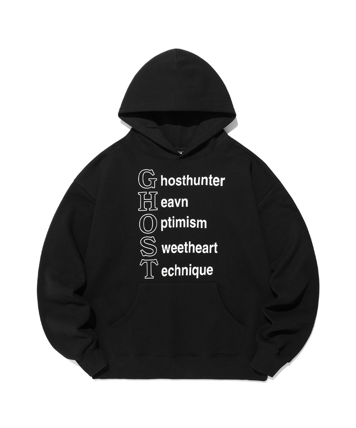 나이스고스트클럽(NICEGHOSTCLUB) LINE POEM HOODIE_BLACK(NG2EFUM421A)