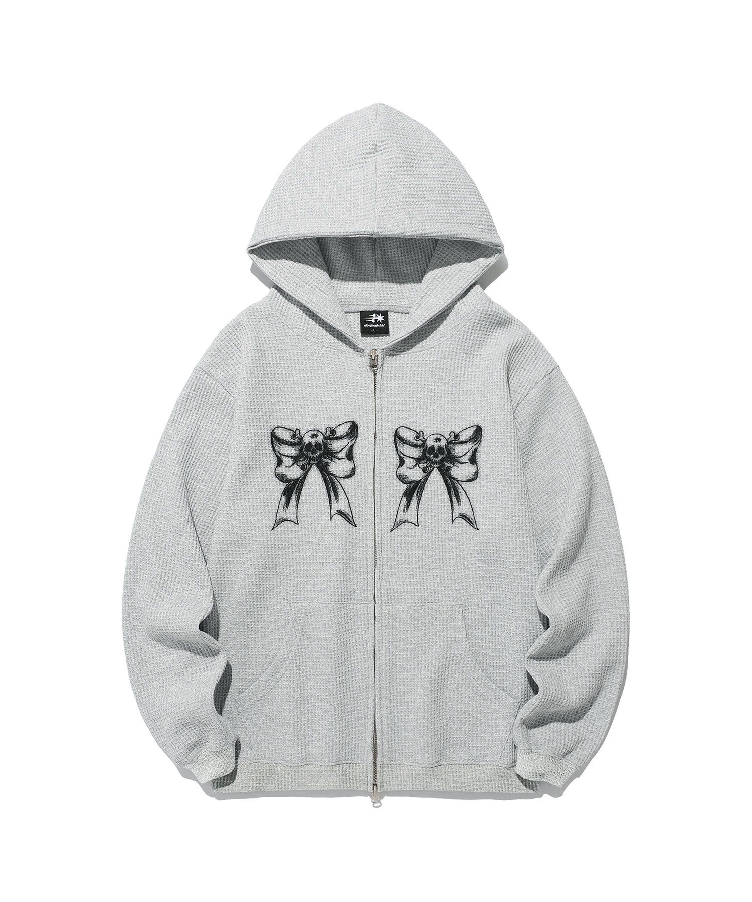 MUSINSA | NICE GHOST CLUB SKULL RIBBON WAFFLE HOODIE ZIP