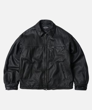 DESTROYED COWHIDE LEATHER JACKET _ WASHED BLACK
