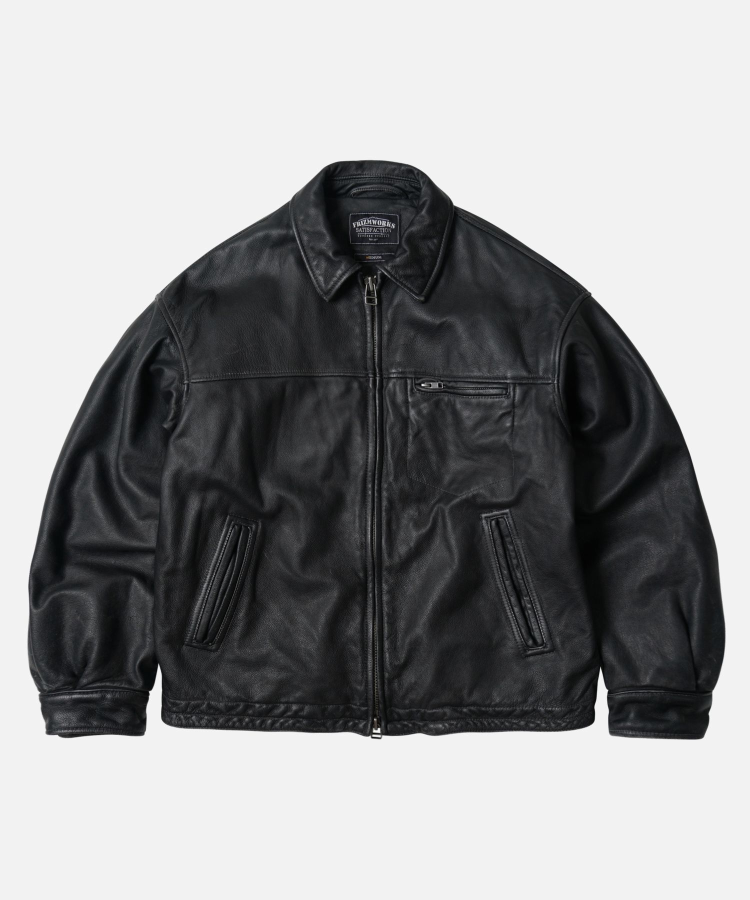 MUSINSA公式 | FRIZMWORKS DESTROYED COWHIDE LEATHER JACKET _ WASHED