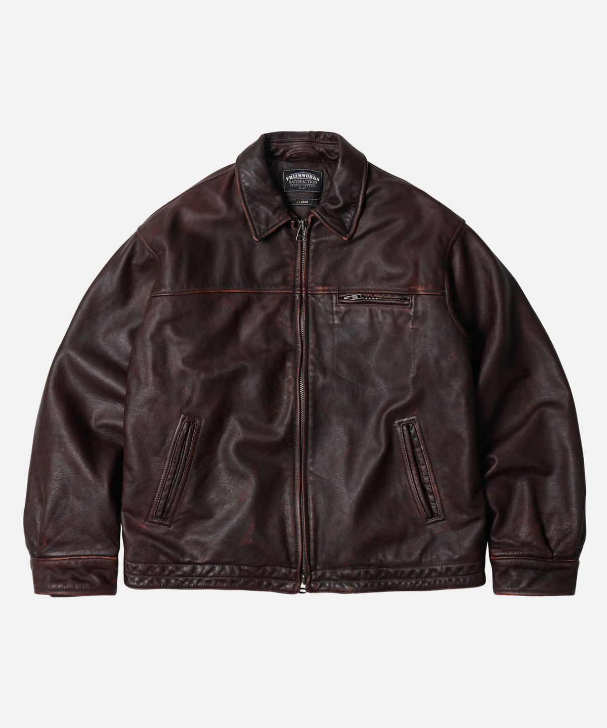 프리즘웍스(FRIZMWORKS) DESTROYED COWHIDE LEATHER JACKET _ WASHED BROWN