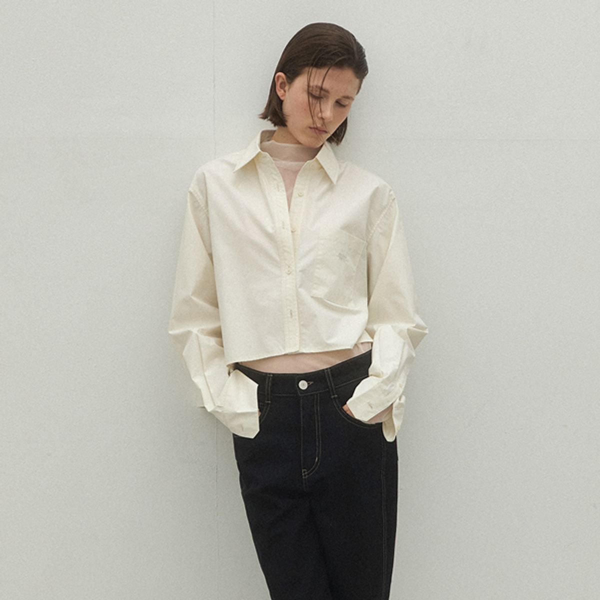 아틀리에 나인(ATELIER NAIN) SELLY CROP SHIRT(BL-4255)