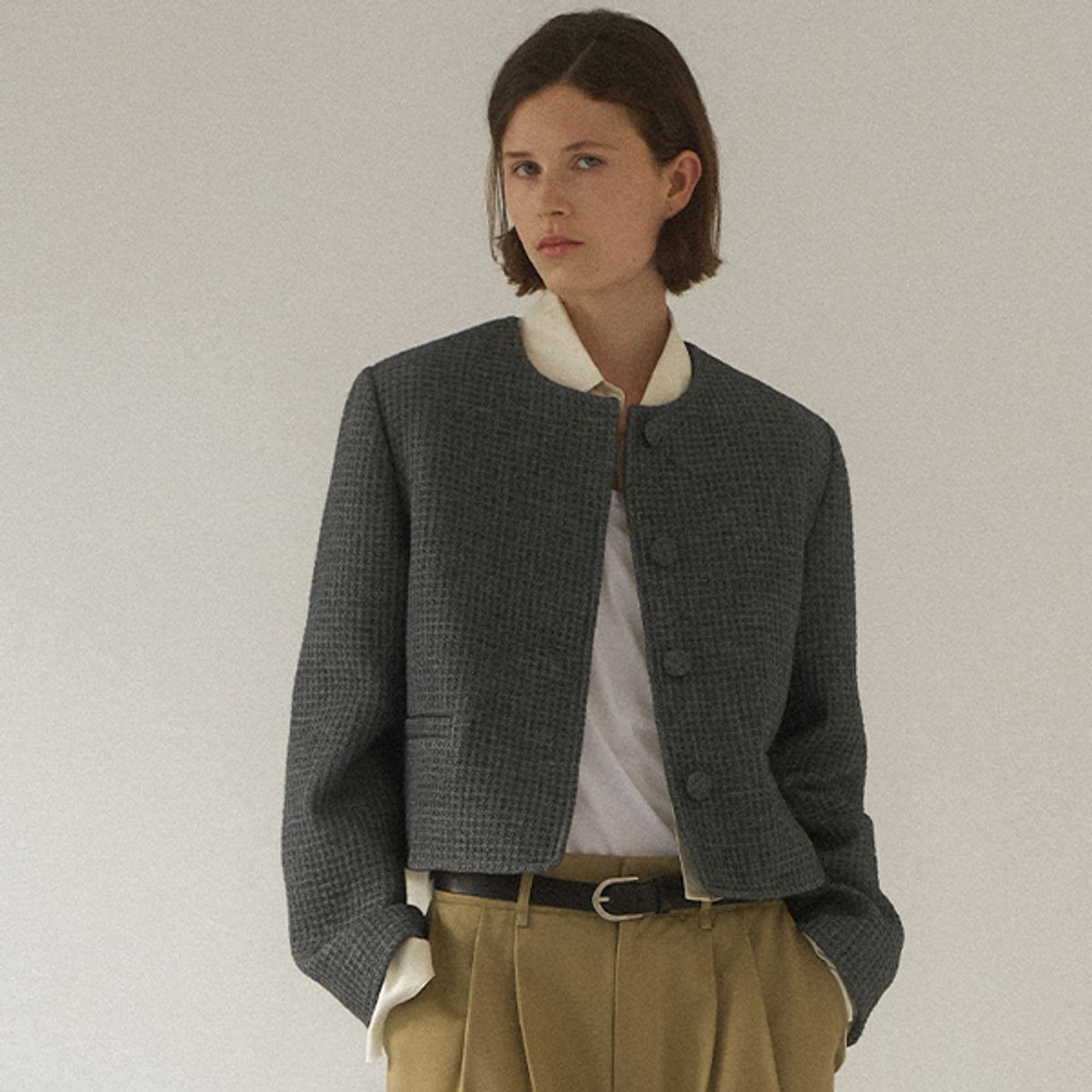 아틀리에 나인(ATELIER NAIN) MOC ROUND NECK CROP JACKET(JK-2959)