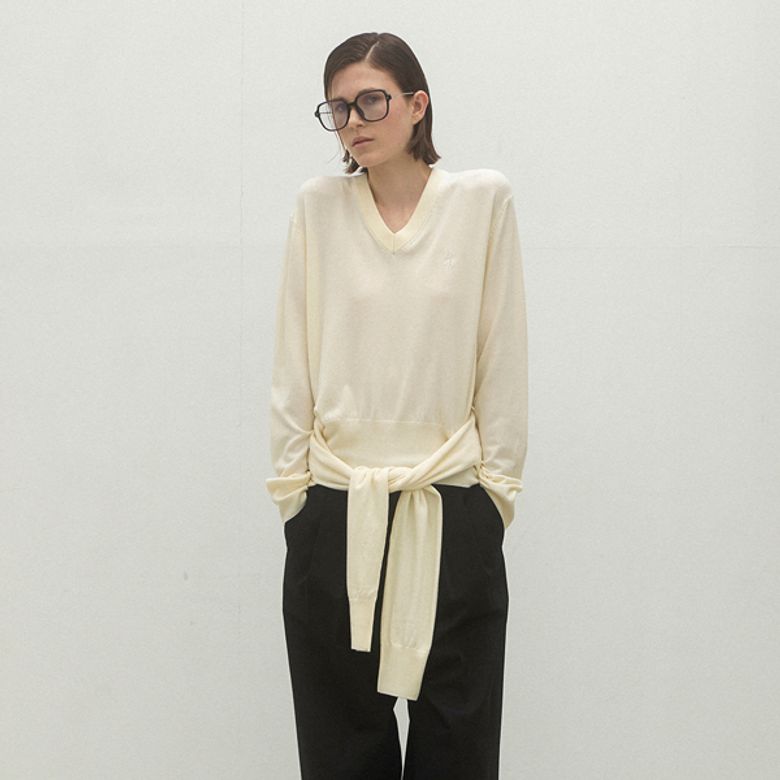 ESSENTIAL WOOL V-NECK KNIT(T-6923)