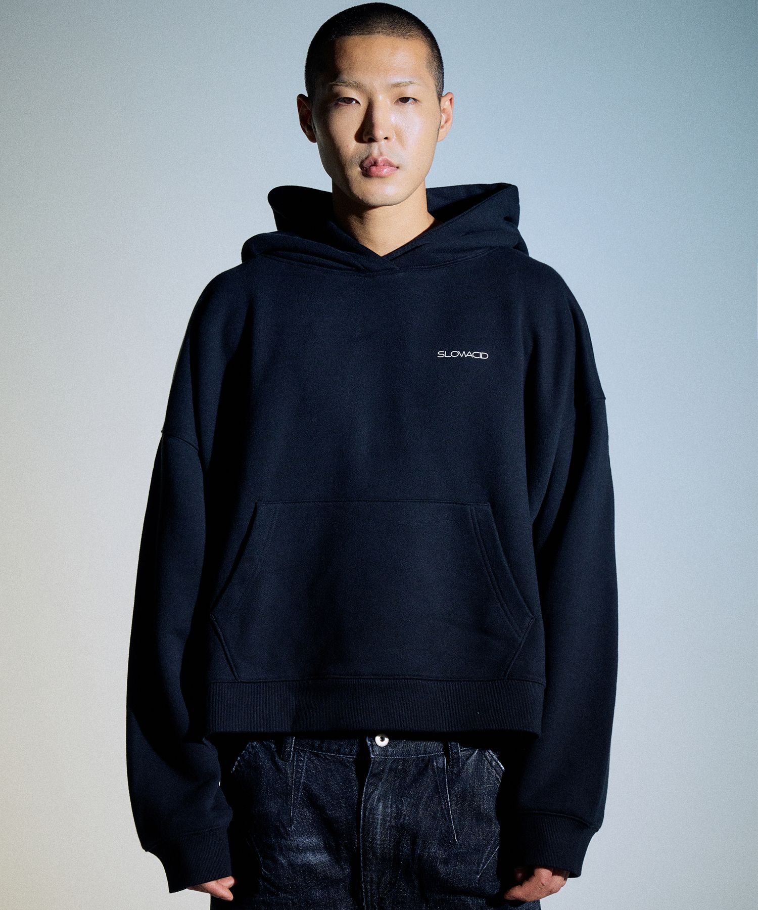 ★関税込★SLOW ACID★Signature Logo Hoodi.e★フーディ MUSINSA | SLOWACID Basic Symbol Logo Wide Hoodie [Black]