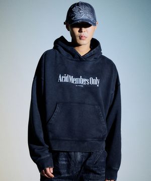 워시드 멤버스 온리 와이드 후디 [블랙]