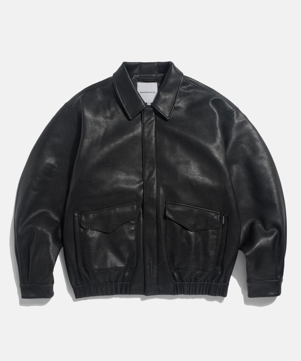 에스피오나지(ESPIONAGE) Flight Bomber Jacket (Faux Leather) Black