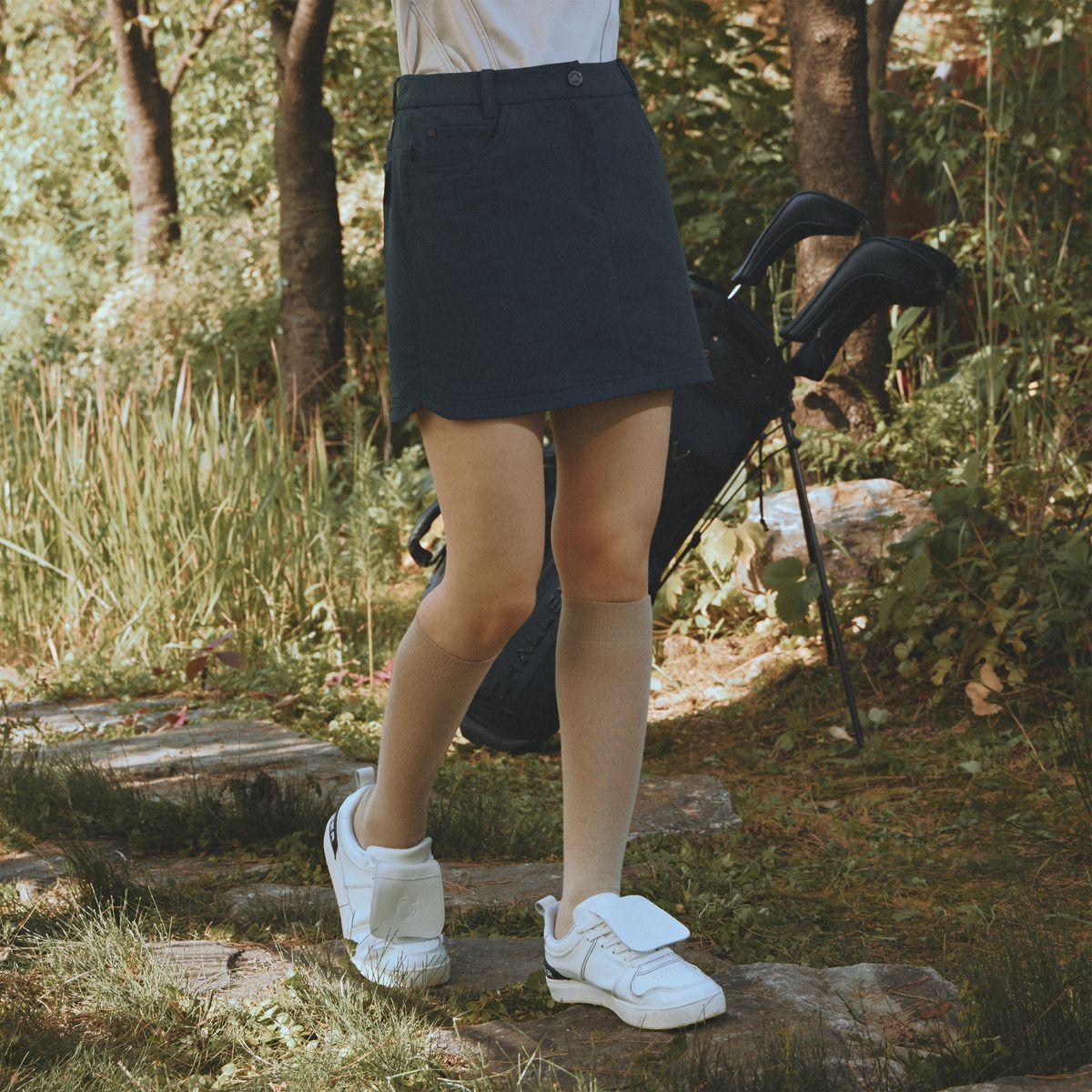 챌린저(CHALLENGER) 여성 나일론스트레치 H라인 큐롯 다크블루