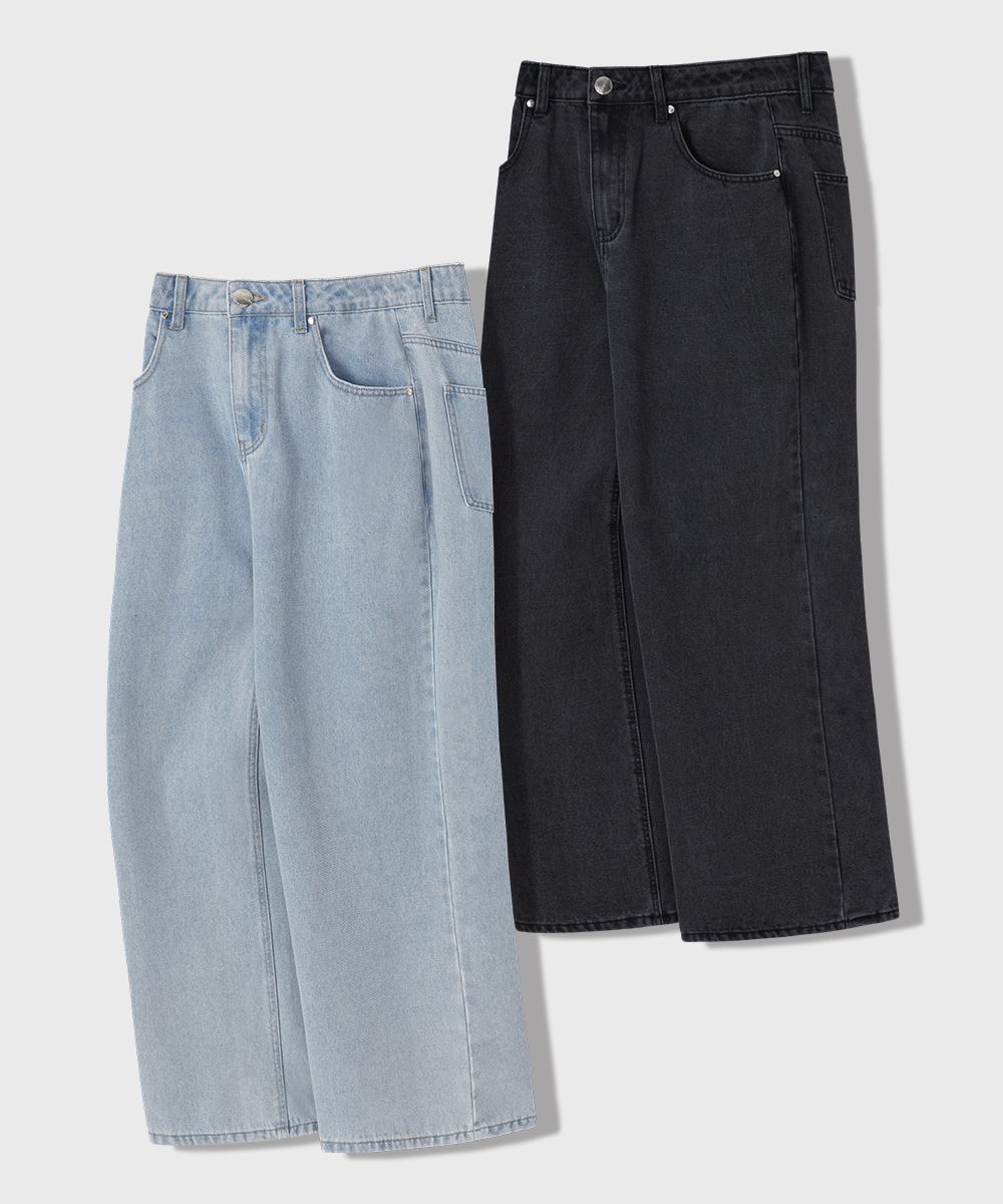 ★MUSINSA STANDARD★ Destroyed Knee Wide Denim Pants Gray MM MUSINSA | MUSINSA STANDARD Destroyed Knee Wide Denim Pants