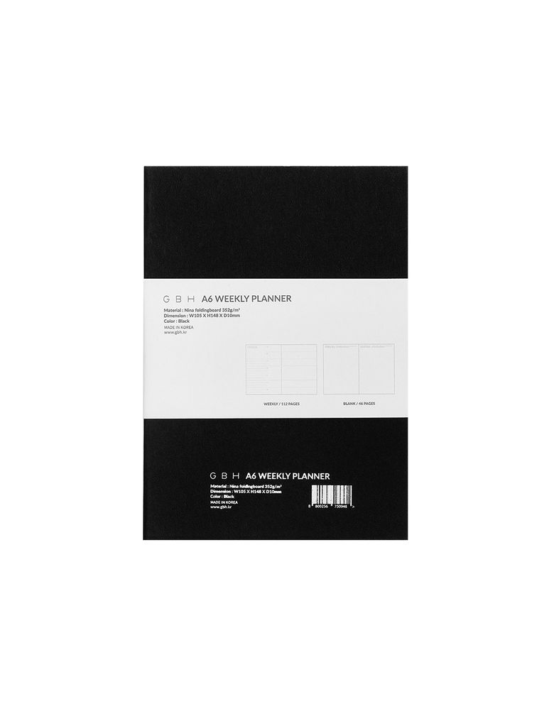 A6 WEEKLY PLANNER BLACK 위클리 플래너