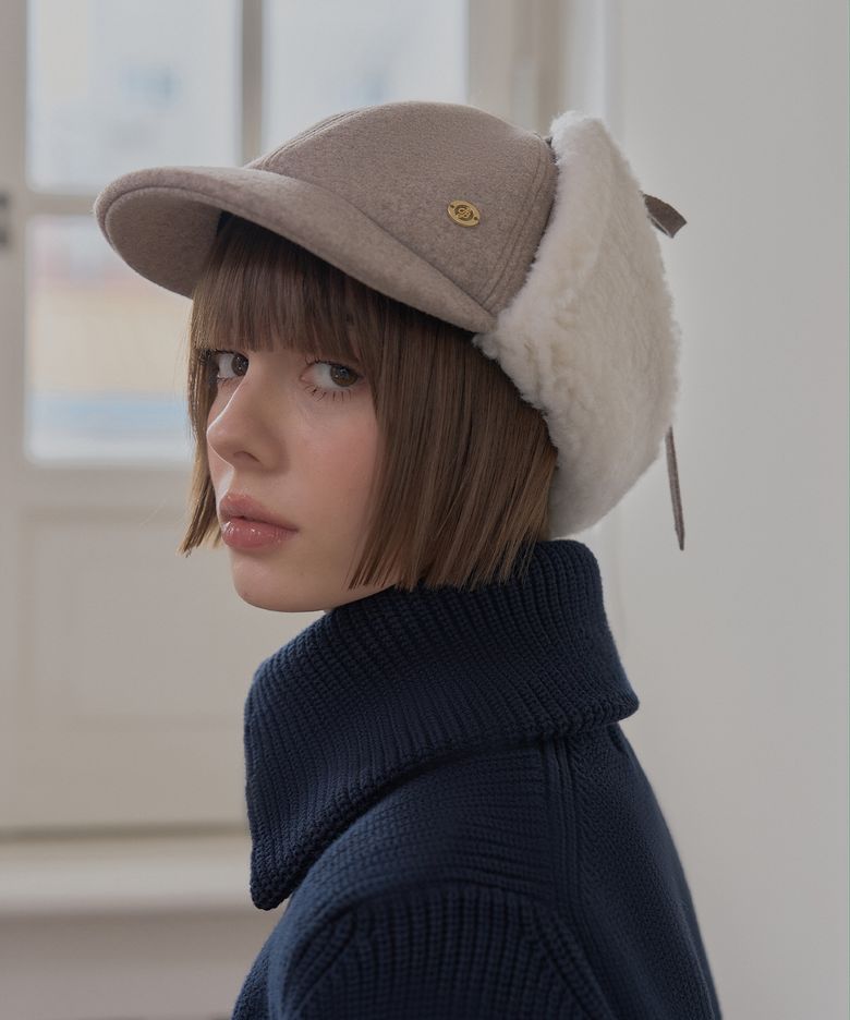 WOOL EARFLAP CAP_Cocoa