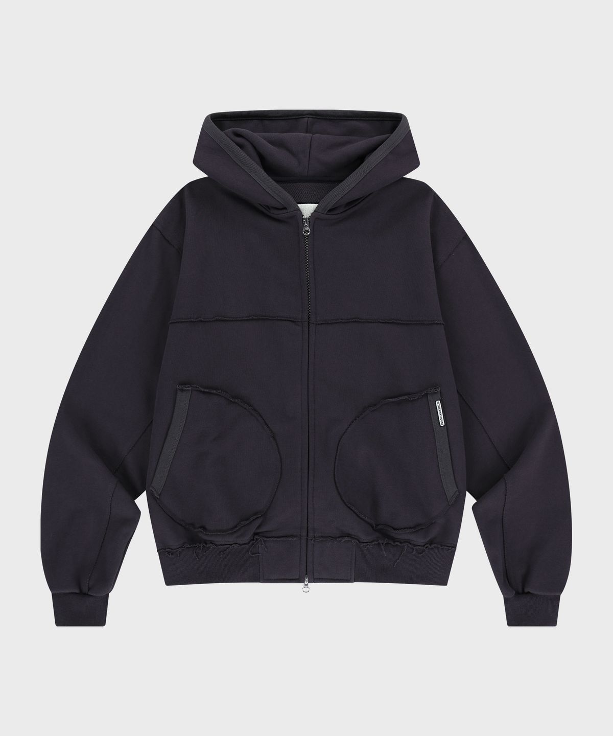 더바이닐하우스(THEVINYLHOUSE) CUT-OFF HOODIE ZIP-UP PURPLE