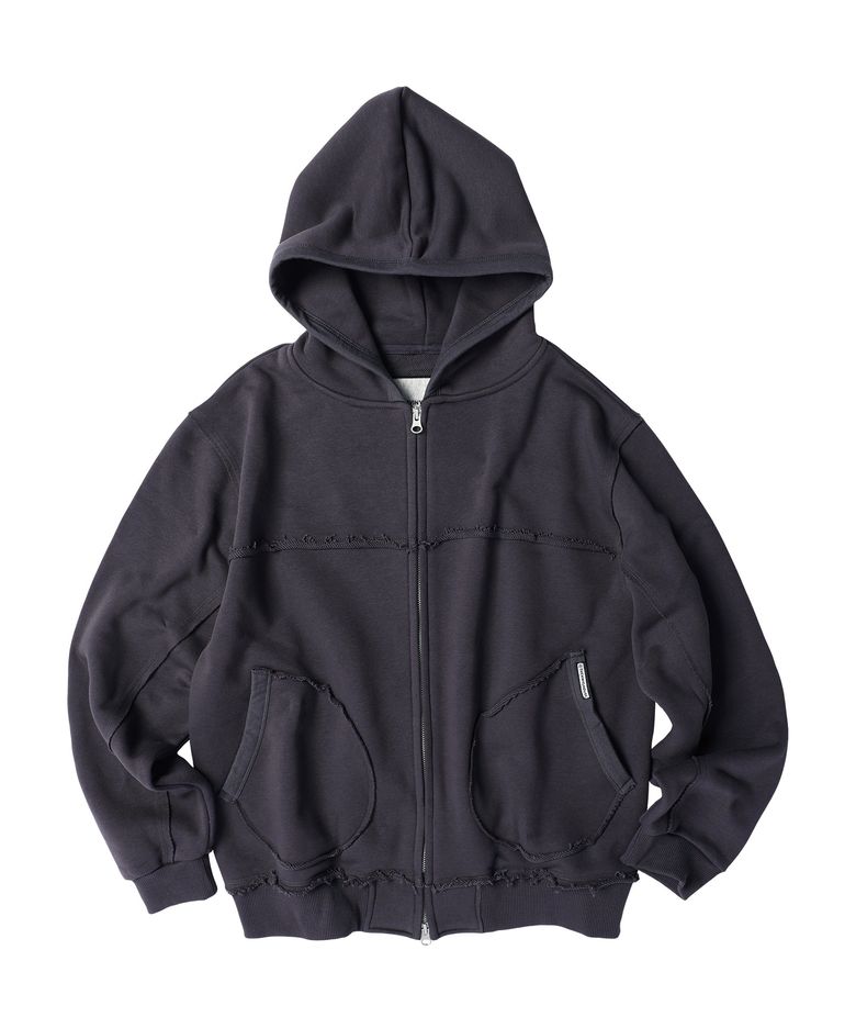 CUT-OFF HOODIE ZIP-UP PURPLE