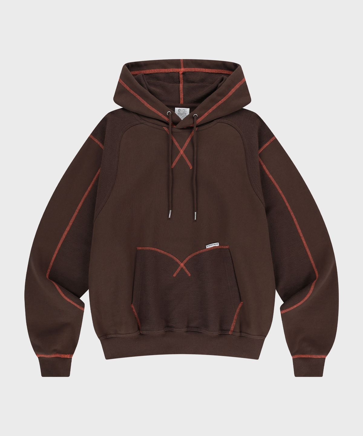 더바이닐하우스(THEVINYLHOUSE) CUT-OFF HOODIE BROWN
