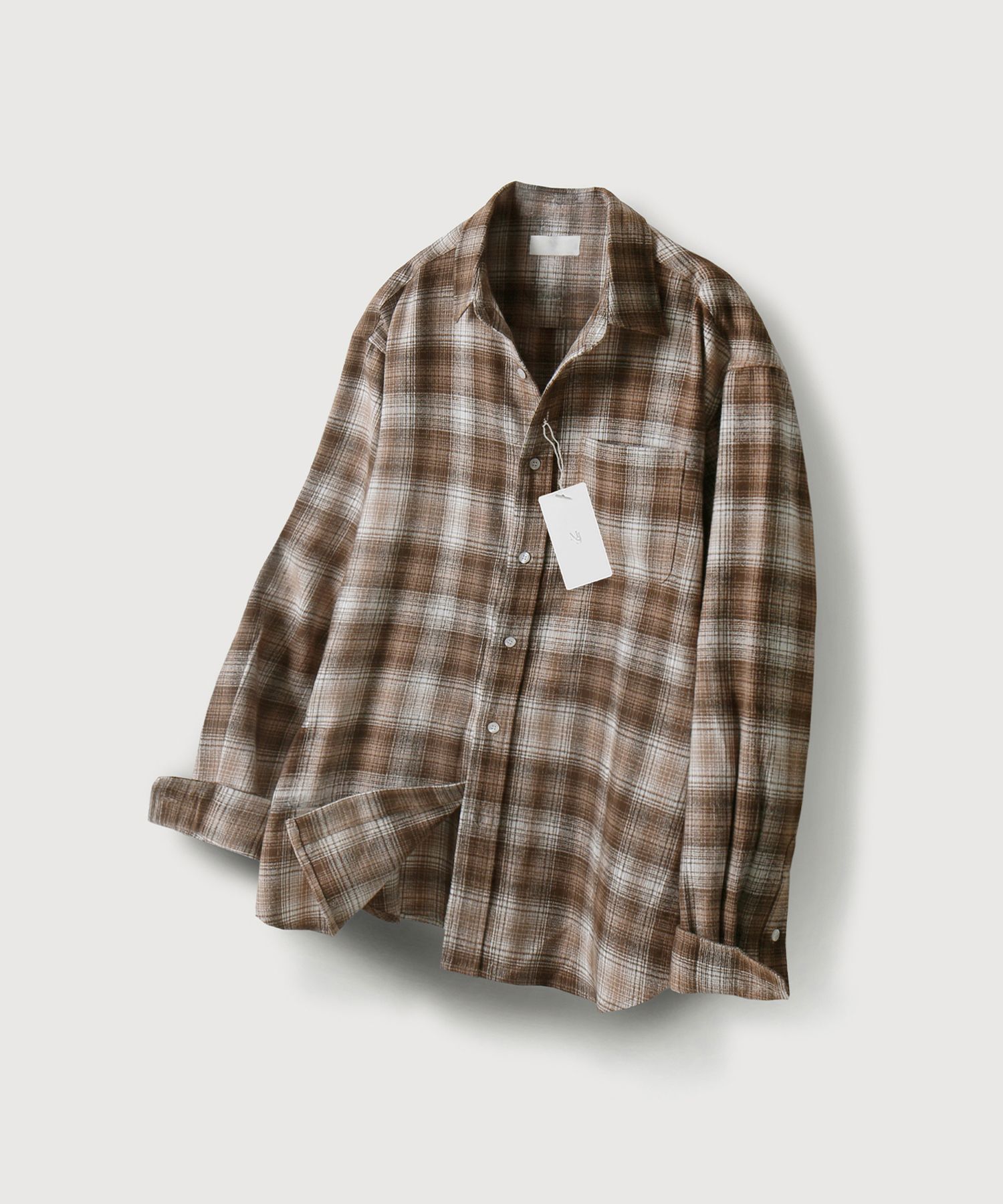 MUSINSA | MIS PRODUCT Flannel Check Shirt_Brown MUSINSA | MIS PRODUCT Flannel Check Shirt_Brown