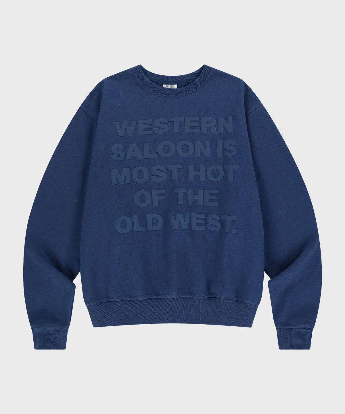 더바이닐하우스(THEVINYLHOUSE) OLD WEST TYPO SWEATSHIRT DEEP BLUE