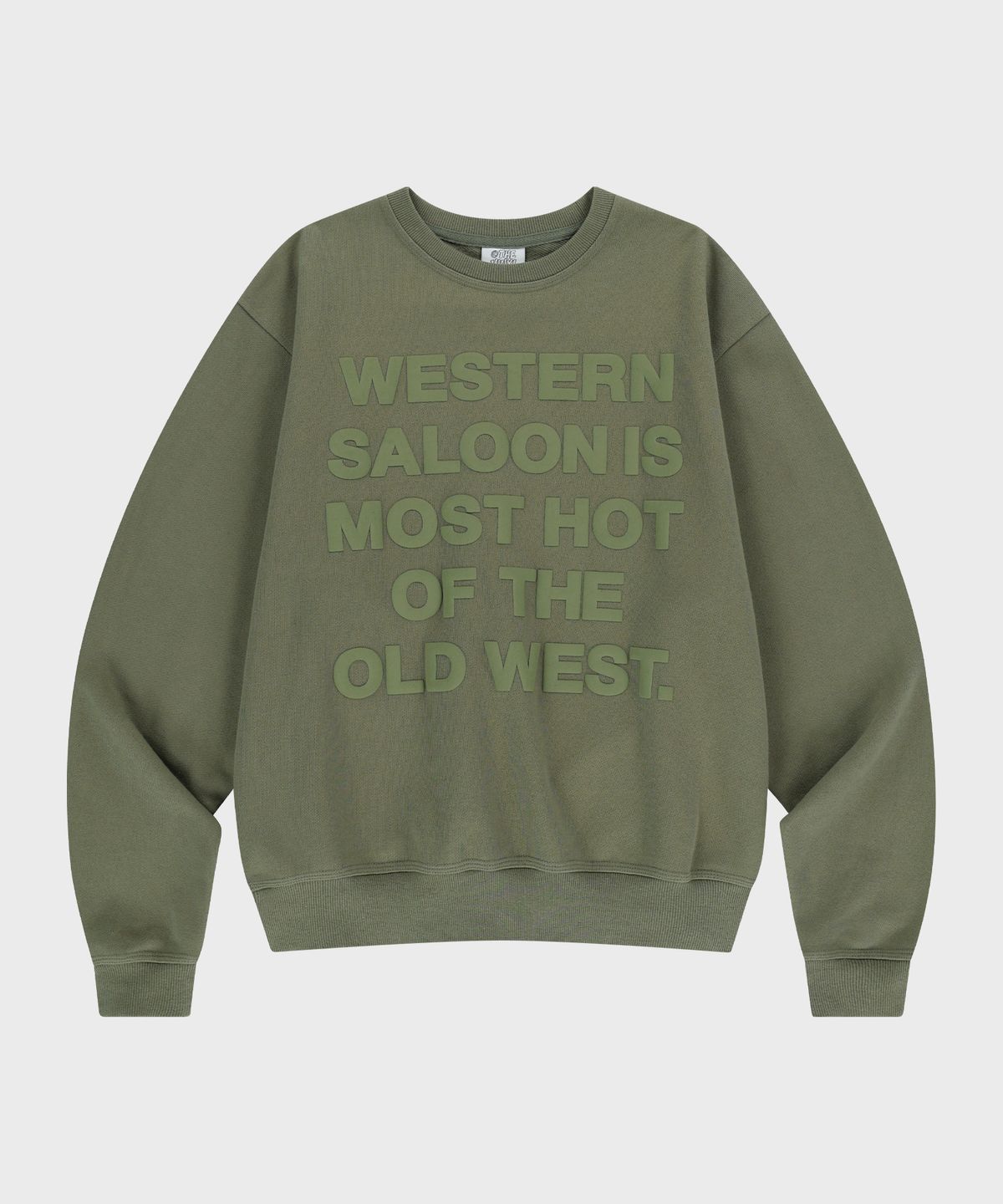 더바이닐하우스(THEVINYLHOUSE) OLD WEST TYPO SWEATSHIRT KHAKI