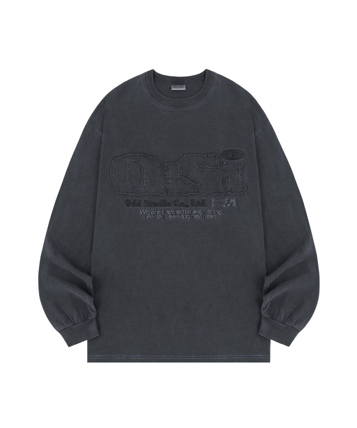 오드스튜디오(ODDSTUDIO) ODSD 피그먼트 데미지 롱 슬리브 - CHARCOAL