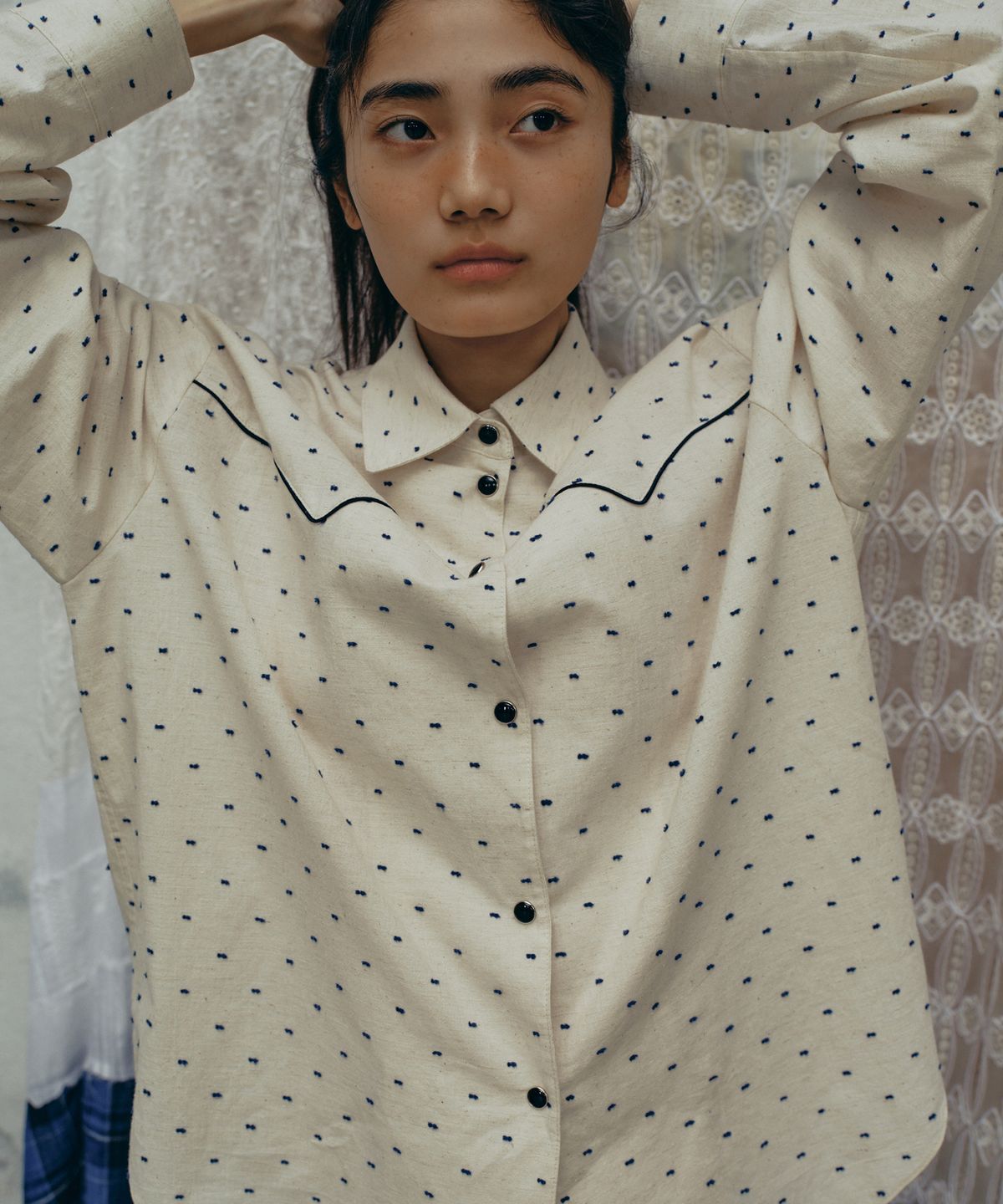 프리터(FRITUR) Dot Western Shirt White_F243ST02
