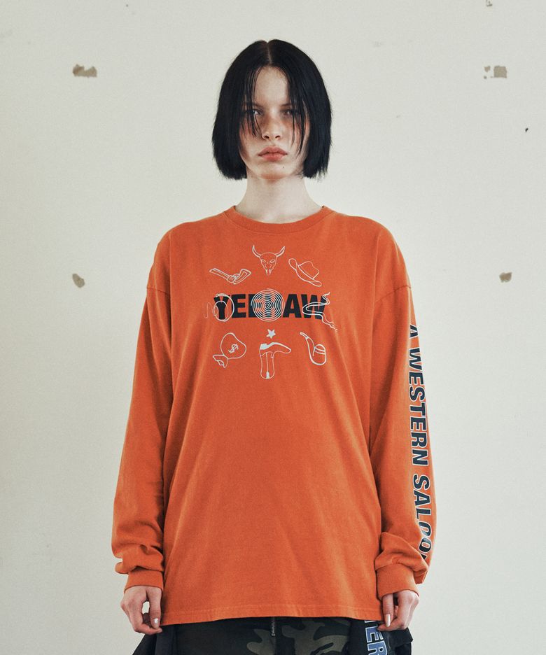 WESTERN SALOON LS TEE ORANGE