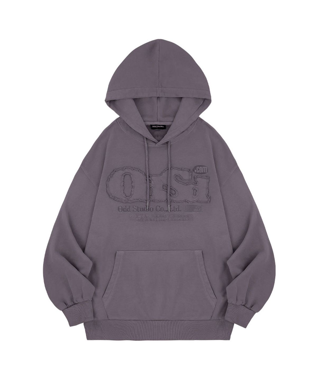 오드스튜디오(ODDSTUDIO) ODSD 피그먼트 데미지 오버핏 후드 - PURPLE