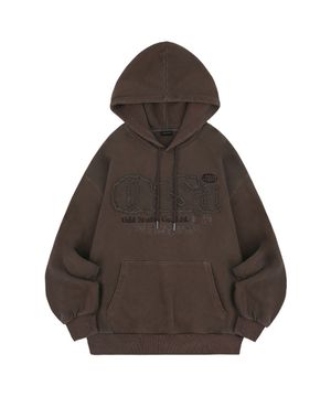 ODSD 피그먼트 데미지 오버핏 후드 - BROWN
