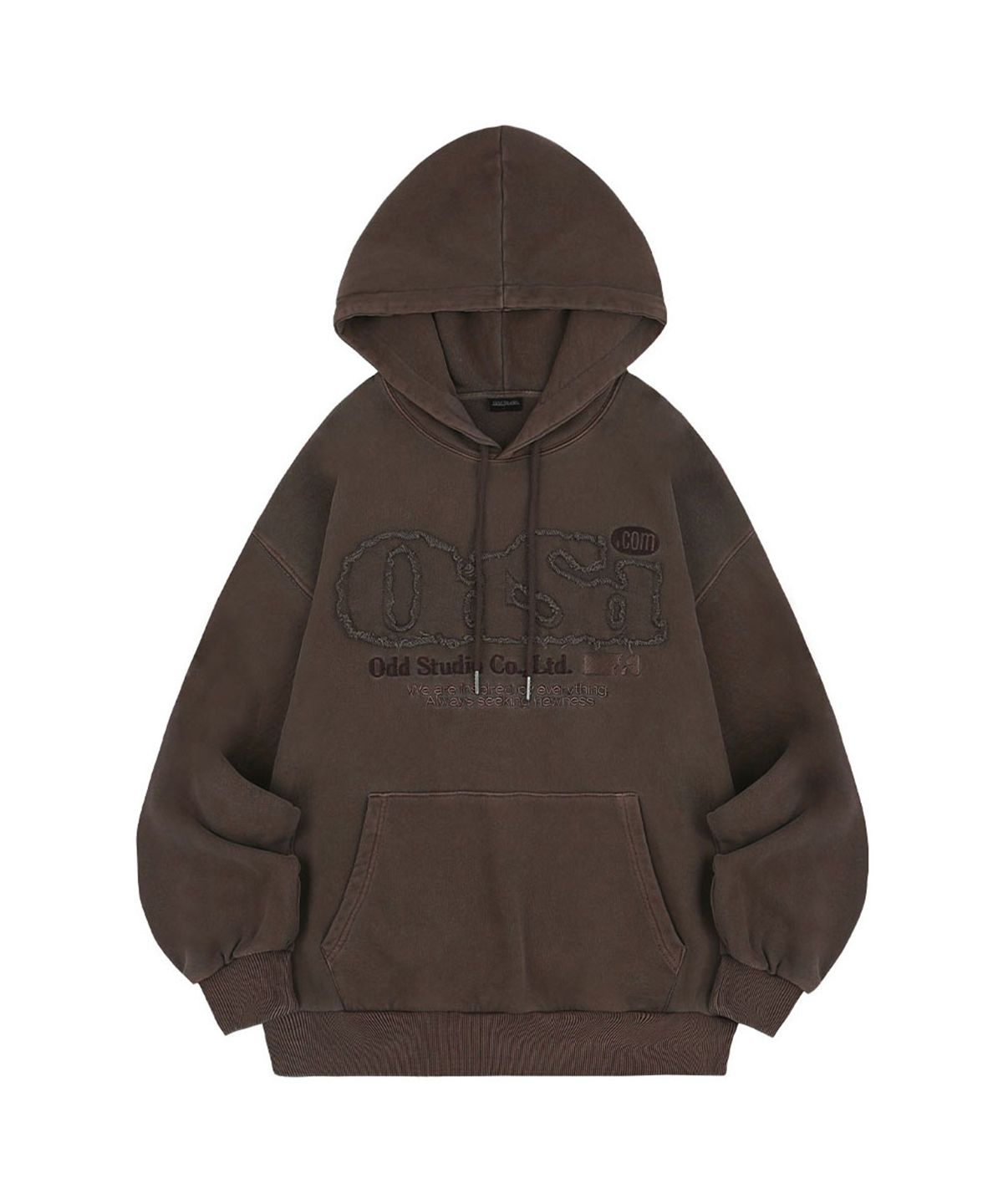 오드스튜디오(ODDSTUDIO) ODSD 피그먼트 데미지 오버핏 후드 - BROWN