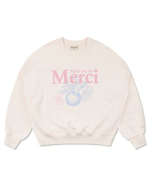 [기모선택]우먼즈 오렌지 트리 트라이앵글 체인 자수 크롭 맨투맨 크림(FCE3TS504W)