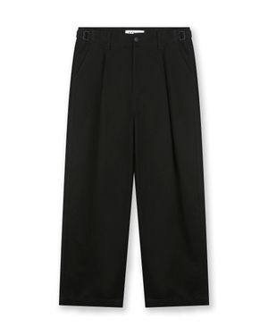 COTTON TWILL ONE TUCK PANTS BLACK