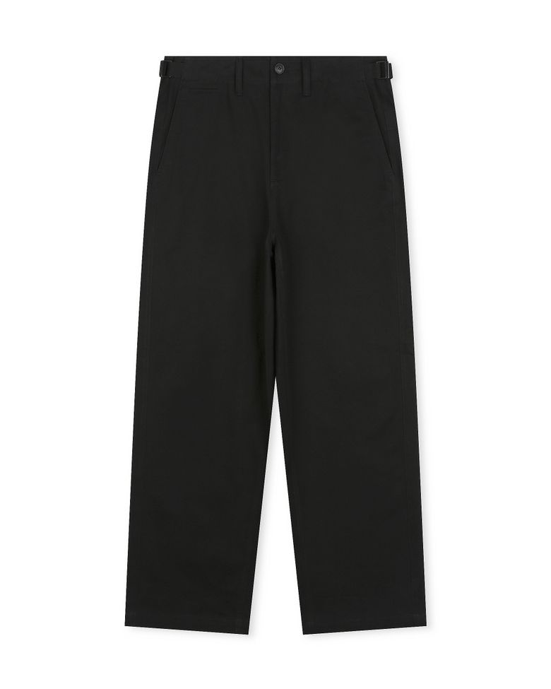 COTTON TWILL LOOSE FIT PANTS BLACK